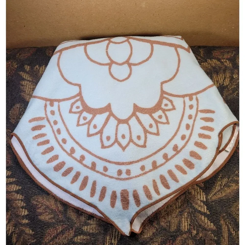 ViX Paula Hermanny Lotus Blue and Brown Beach Towel